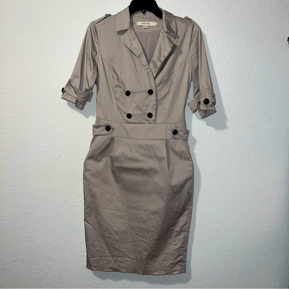 REISS front button tan dress